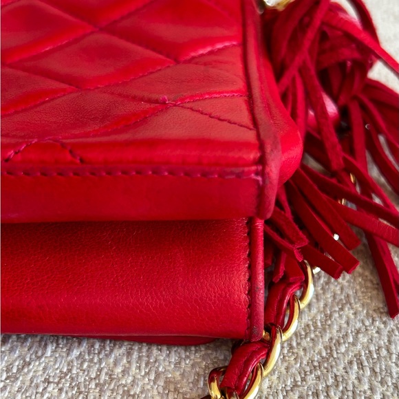 Authentic Chanel Vintage Rectangle Flap Tassel Handbag - Picture 8 of 12